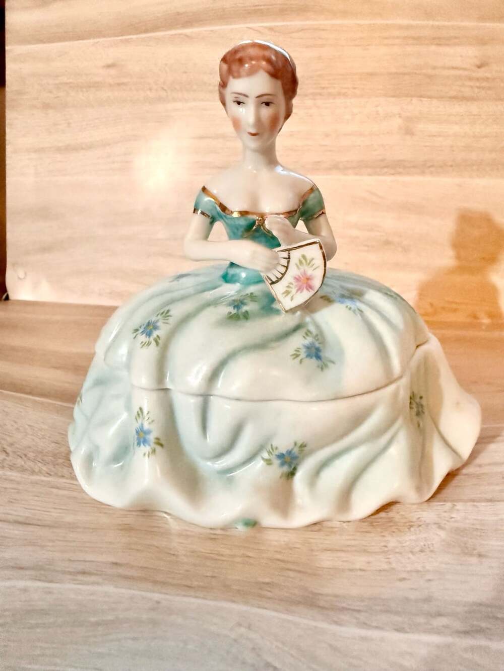 Mid Century Vintage 1898 China Co Victorian Lady Trinket Box